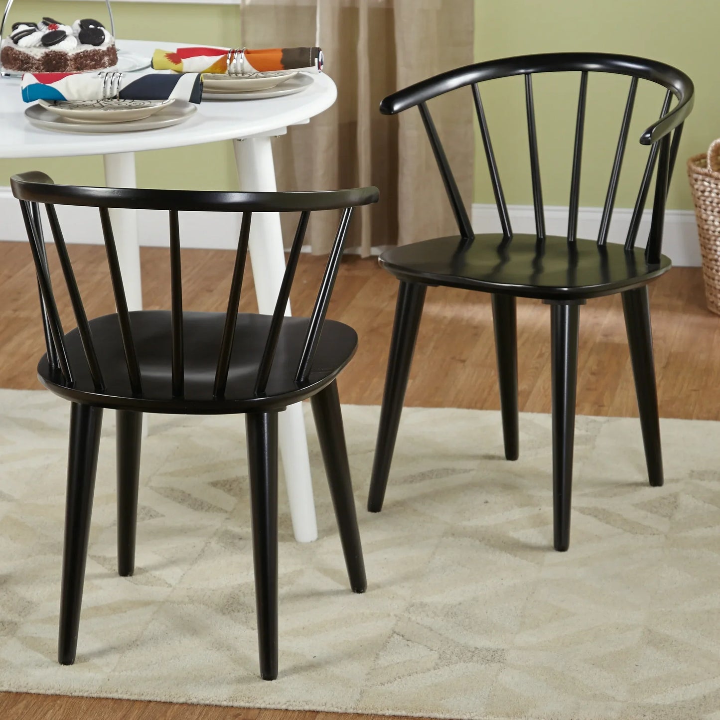 Set of 2 Black Indoor Dining Chairs