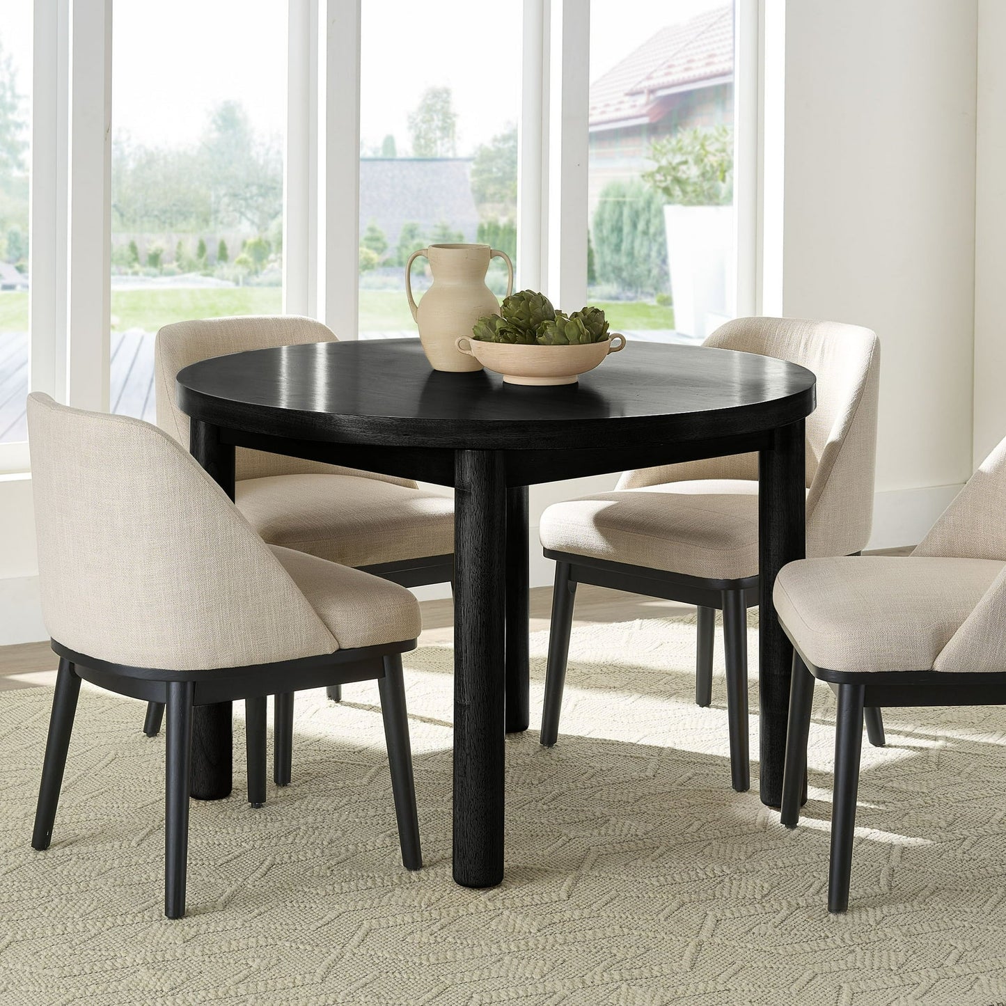 Round Dining Table with Charcoal Finish