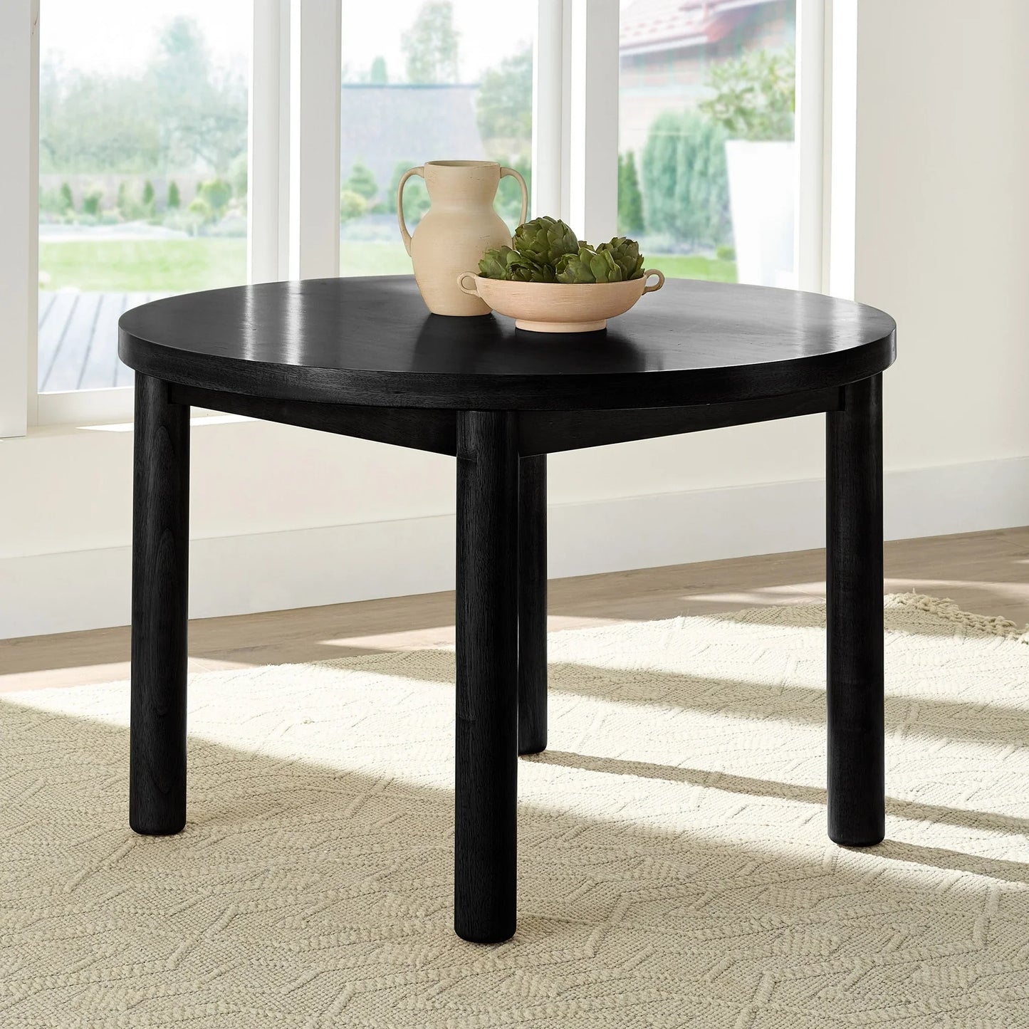 Round Dining Table with Charcoal Finish