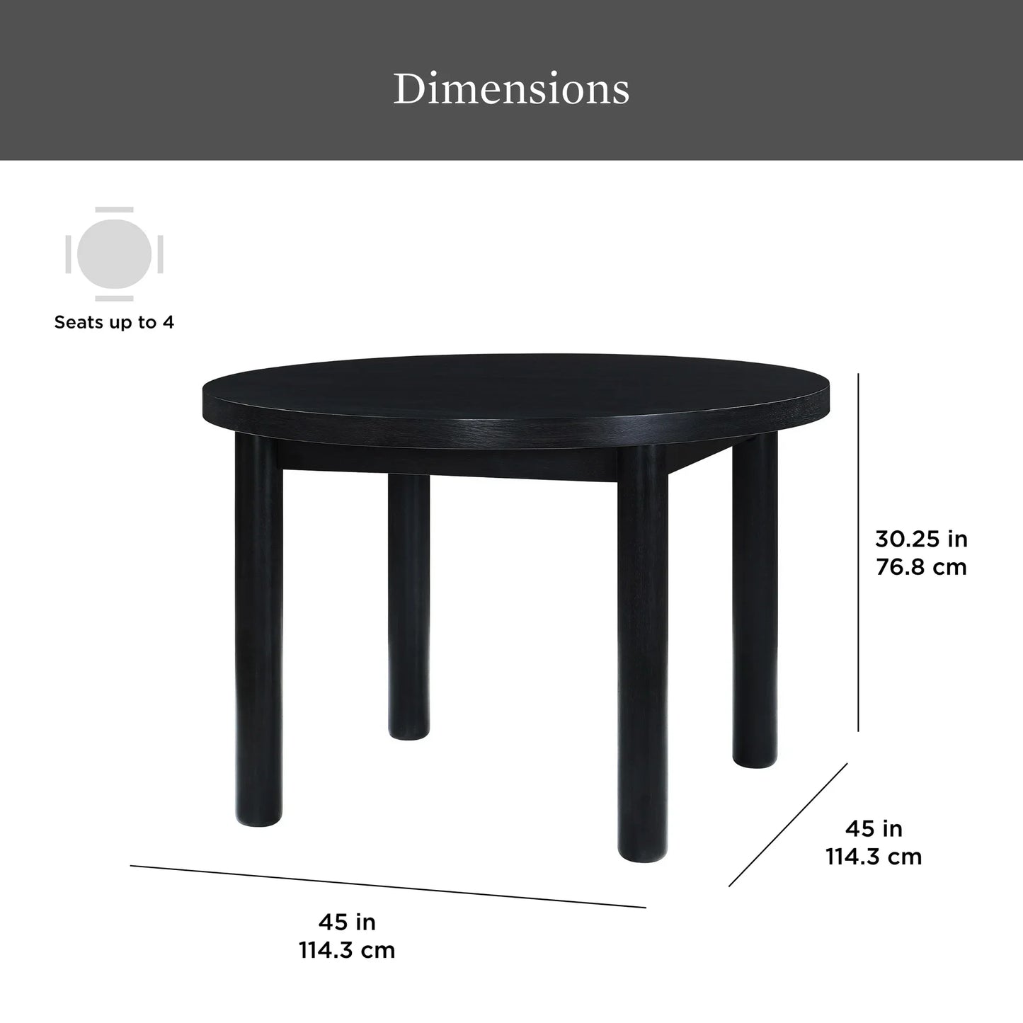 Round Dining Table with Charcoal Finish